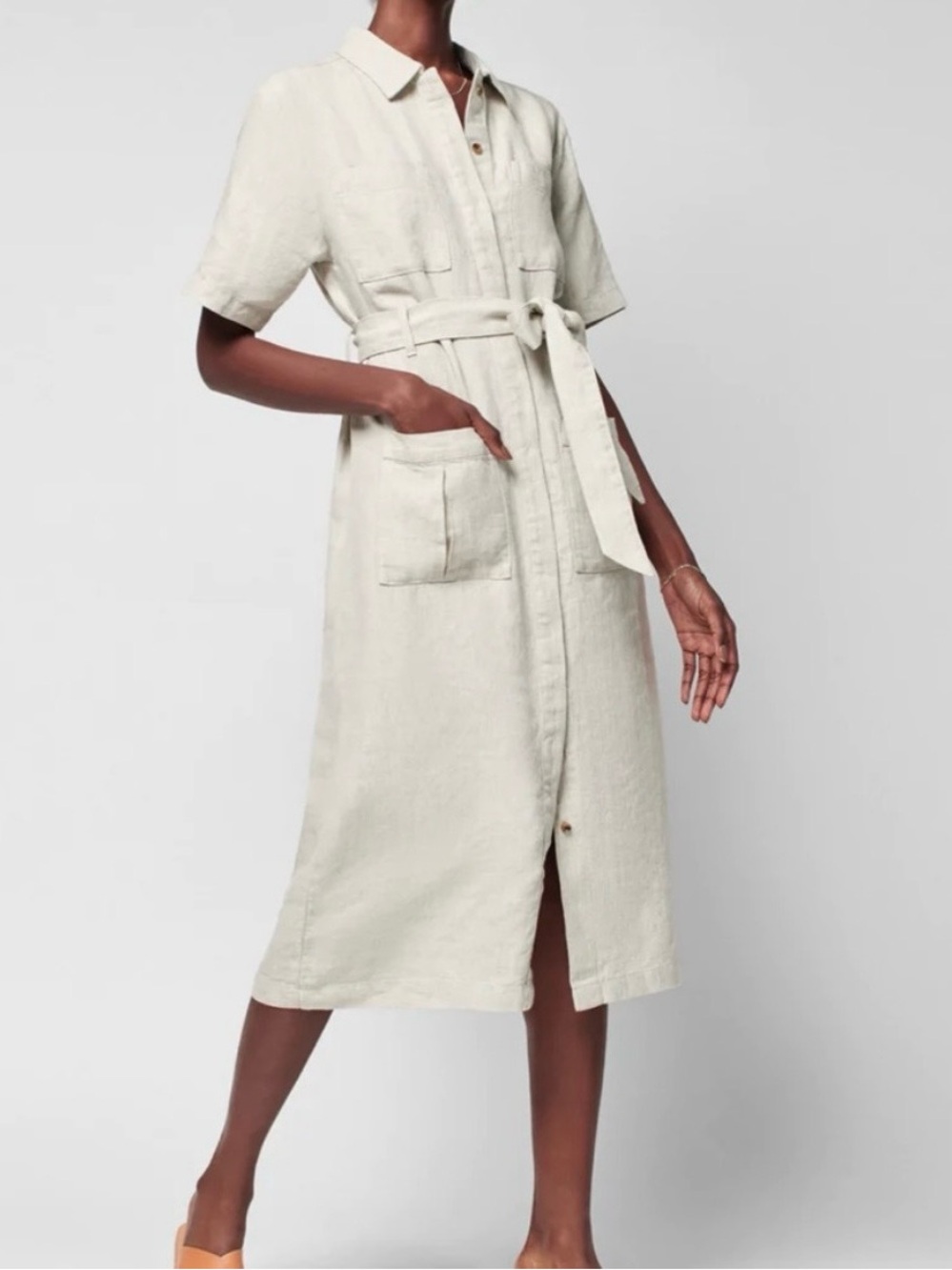 Faherty Lita Linen Shirtdress Sz M